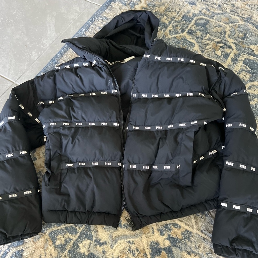PINK Victoria's Secret Black Puffer Jacket - Picture 2 of 7
